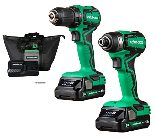Metabo HPT 18V MultiVolt Sub-Compact Driver Drill/Impact Cordless Combo Kit | High Torque | Brushless Motor | Lifetime Tool Warranty | KC18DDXS
