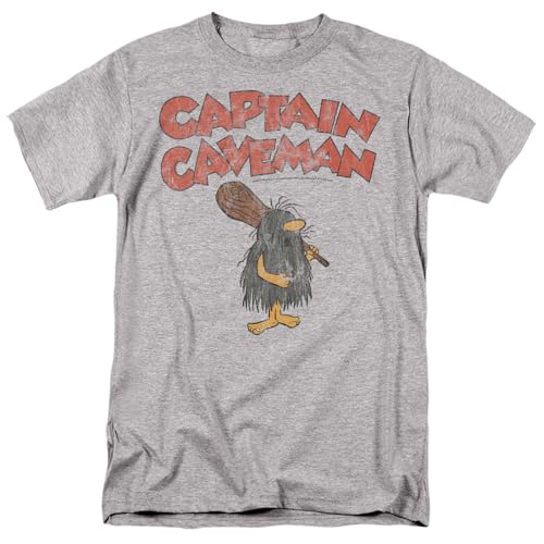Popfunk Wacky Races Captain Caveman 1 Unisex Adult T Shirt,Athletic Heather, X-Large