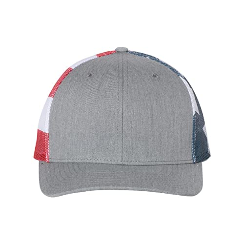 RICHARDSON Printed Mesh-Back Trucker Cap One Size Heather Grey/Stars & Stripes