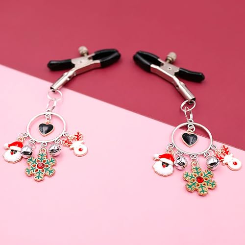 Adjustable Non Piercing Nipple Clamp Clip with Chain Sexual Pleasure Body Jewelry for Women sox Toys (Clamp with Black Love Heart)