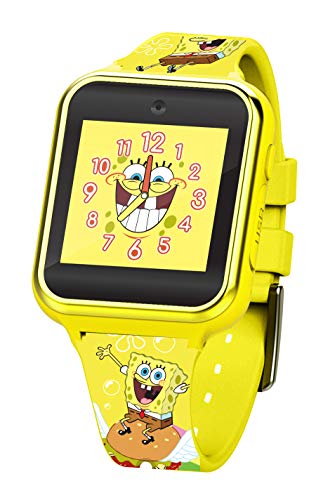 Nickelodeon SpongeBob SquarePants Yellow LED Screen Kids Smartwatch with Printed Silicone Strap, Voice Recorder, Alarm, and Pedometer for Boys and Girls