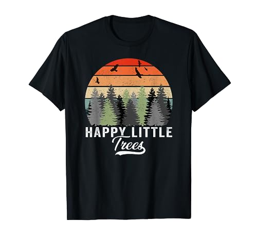 Happy Little Tree Bob Style Vintage Forests Earth Day T-Shirt