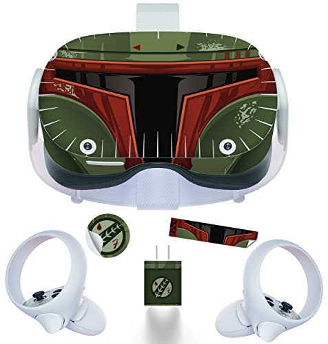 Arlon Graphics Bounty Hunter Skin Wrap Decal for Oculus Quest 2 - Includes Decals for The Front, top, Bottom, Two Controllers, Charging Plug and 2 Extra Stickers - Video Instructions, Green