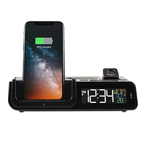 La Crosse Technology C75709 Wattz 2.0 Projection Alarm Clock with 10W Wireless Charging Docking Station