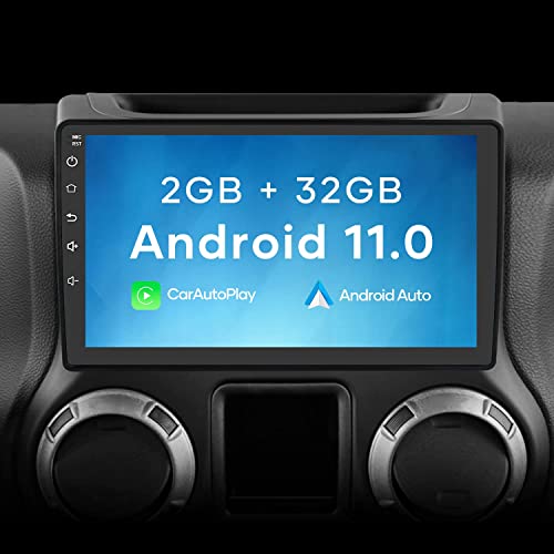 MCWAUTO Car Radio Stereo Andriod 11 for Jeep Wrangler Jeep Radio JK Compass Grand Cherokee Dodge Ram with Built in Apple Carplay Andriod Auto（2GB+32GB）