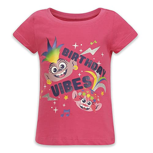 DreamWorks Girl's Trolls Birthday Vibes Blouse Tee Shirt, Pink, Size 4T