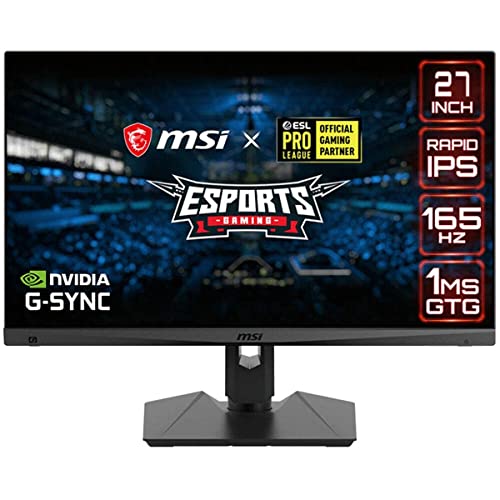 MSI QHD Rapid-IPS Quantum DOT Gaming Non-Glare Super Narrow Bezel 1ms 2560 x 1440 165Hz Refresh Rate Adjustable Arm G-Sync Compatible 27” Gaming Monitor (Optix MAG274QRF-QD),Black