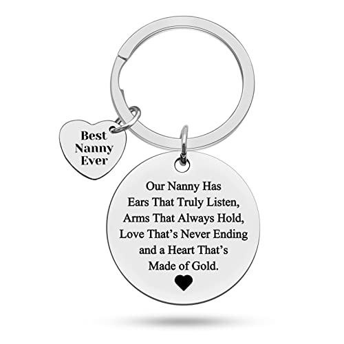 Heigebi Nanny Gift Nanny Keychain Best Nanny Ever Gift Thank You Gift for Nanny Grandma Mother's Day Gift for Nanny Gift Nanny Appreciation Gift Child Care Gifts Daycare Jewelry Child Caregiver Gifts