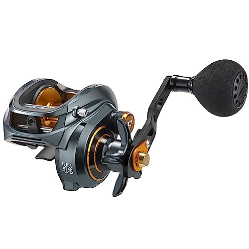 Piscifun Alijoz Baitcasting Reels Low Profile Baitcaster Aluminum Frame Baitcast Fishing Reel, Size 300, 33lb Drag 8.1:1 Gear Ratio Freshwater Saltwater Power Handle Casting Reels (Left Handed)