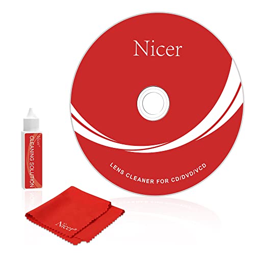 Nicer CD/VCD/DVD Player Cleaner Kit, Laser Lens Cleaning Disc with Double Brush Cleaning System, NS-2