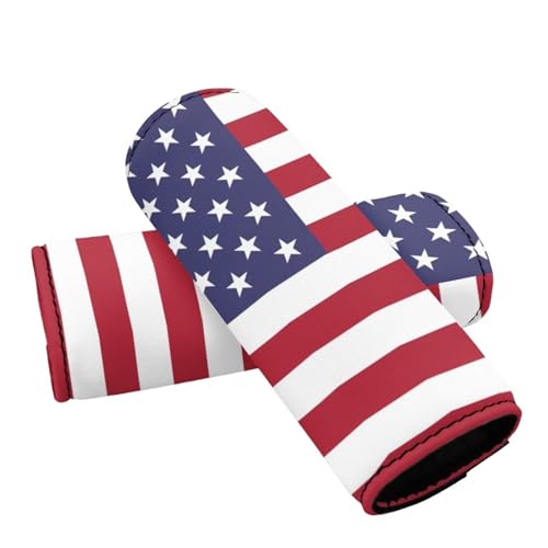 BIGCARJOB American Flag Luggage Handle Wrap Grip,2 Pack Neoprene Suitcase Trolley Handle Grip Cover Protection Sleeve,Travel Accessories Suitcase Identifier Luggage Handle Wraps Replacement