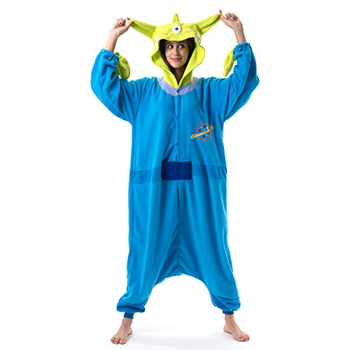 Beauty Shine Unisex Adult Onesie One Piece Pajamas Cosplay Cartoon Costume Halloween Christmas Sleepwear Jumpsuit Plush Homewear(Aliens, X-Large)