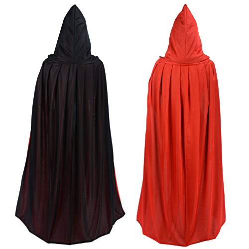 Gardeningwill Double Face 47' Red Black Hooded Cloak Goth Vampire Priate Cape