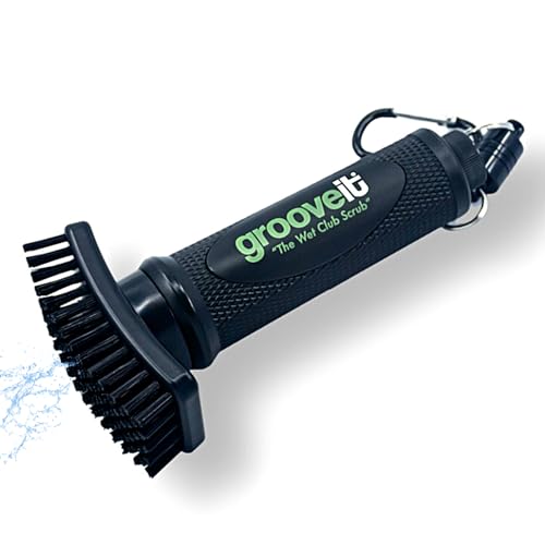 Grooveit 'The Wet Club Scrub Golf Water Brush - 3 Year Warranty - Anti-Leak Design - Magnetic Brush with Nylon-Bristle Head - Patented Pump for Easy Cleaning - Wide Cleaning Coverage - Long Lasting