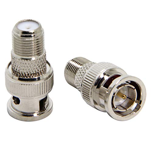 F to BNC Connector, 2-Pack BNC Male to F Female Coax Adapter 75 Ohm, RG6, RG59 Connector for Scanner and Camera, Cannot Be Used on TVS, Antennas or Computers