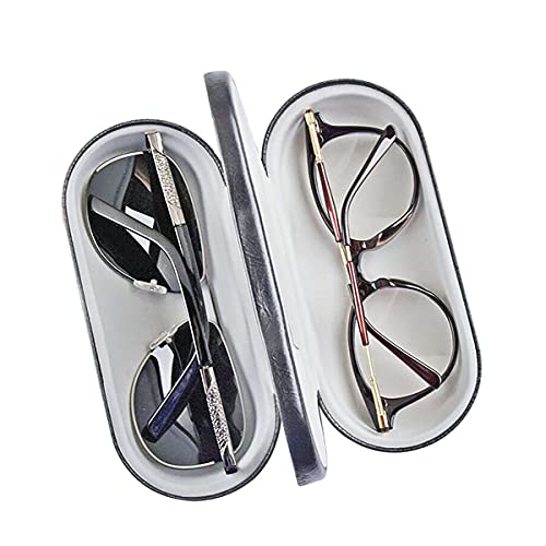 UD 【2-in-1】 Double Glasses Case Hard Shell for Women and Men,Dual Eyeglasses Holder Protective for Two Pairs of Glasses,Black Color, Medium