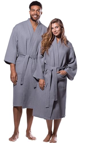 Turquaz Lightweight Long Waffle Kimono Unisex Spa Robes For Women And Men