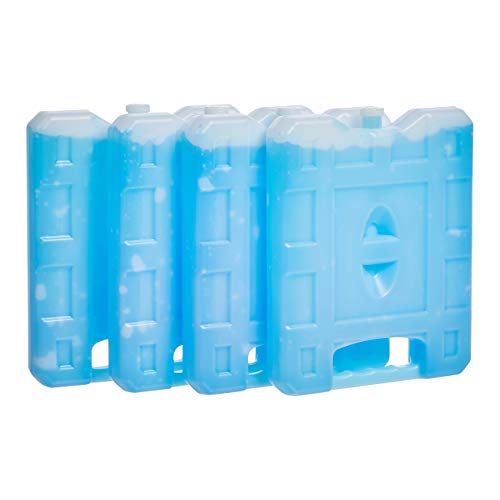 Amazon Basics Reusable Hard Sided Rectangular Ice Pack, Pack of 4, Medium, Blue, 8.3' X 6.7' X 1.2'