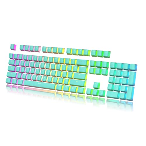 HK Gaming Pudding Keycaps Set | Doubleshot PBT Keycap Set | Full 108 OEM Profile Key Set | ANSI US-Layout | for Mechanical Keyboard | Compatible with Cherry MX, Gateron, Kailh, Outemu | Blue