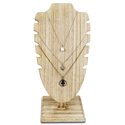 MOOCA Wooden Freestanding Necklace Easel Display Stand - Adjustable Slope Jewelry Showcase Holder for 6 Necklaces, Oak