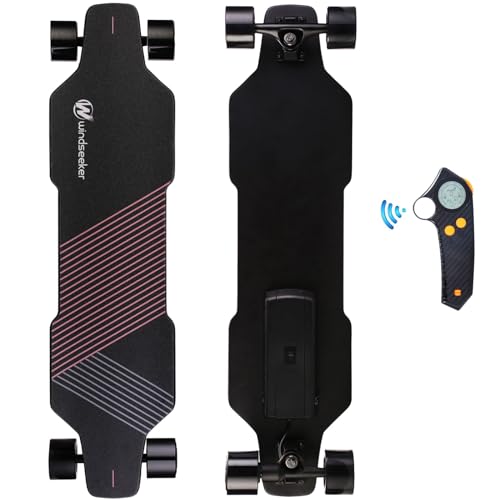 Electric Skateboard，Electric Longboard with LCD Remote Control for Beginners, 350W Brushless Motor, Max 12.4 MPH，5 Miles Range, 8 Layers Maple，Max Load 220 Lbs for Kids, Teens, Students and Adults