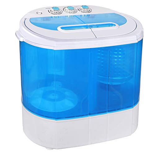 SUPER DEAL Small Portable Washing Machine 9.9lb Mini Compact Washer Twin Tub Laundry Machine Top Load Spinning and Washing Combo 6.57 FT Inlet Gravity Drain Hose