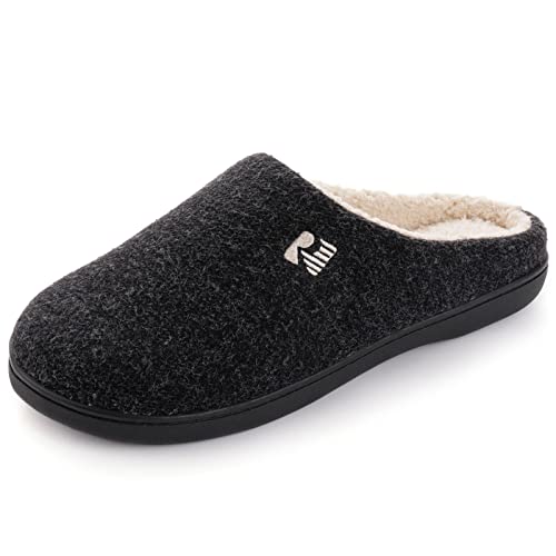RockDove Men's Sherpa Lined Memory Foam Clog Slipper, Size 10.5 US Men, Black