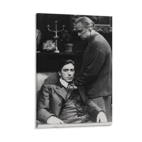 UPJAKS Movie Al Pacino, Marlon Brando, The Godfather, 1972 Poster Decorative Painting Canvas Wall Art Living Room Posters Bedroom Painting 16x24inch(40x60cm)