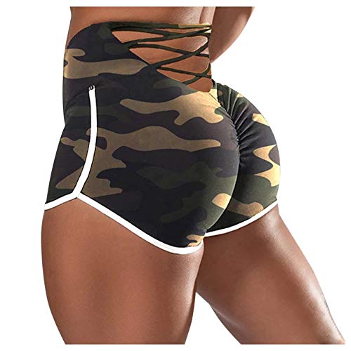 Bblulu 2 Pcs Yoga Shorts for Women Tummy Control High Waisted Biker Shorts Workout Butt Lifting Tights Ruched Short Pants