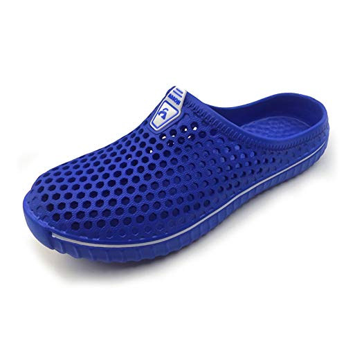 Amoji Garden Clogs Shoes Garden Shoes Shower Slippers Sandals Yard Gardening Beach Water Plastic Rubber Comfortable House Indoor Summer Adult Female Male AM1702 Blue Size 14 Women/13 Men