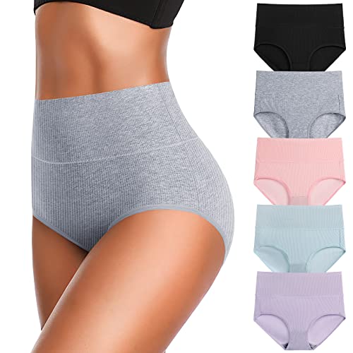 JojoQueen Underwear for Women Women's Soft Cotton Underwear Panties Ladies Cotton High Waist Comfortable Hipster Briefs Underwear Women Light colors