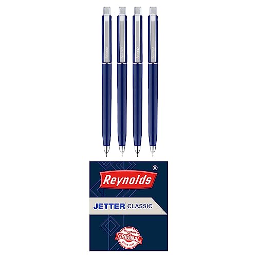 Reynolds JETTER CLASSIC, 4 CT, BLUE| Smooth Ball Pens | Long-lasting ball pens | Professional Ball pens with superior writing experience| Ball Pens for swift writing | 0.7mm Tip Size