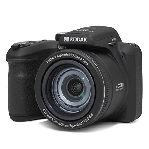 KODAK PIXPRO AZ405-BK 20MP Digital Camera 40X Optical Zoom 24mm Wide Angle Lens Optical Image Stabilization 1080P Full HD Video 3' LCD Vlogging Camera (Black)