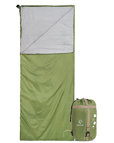 REDCAMP Ultra Lightweight Sleeping Bag for Backpacking, Comfort for Adults Warm Weather, with Compression Sack Green (75'x 32.5')