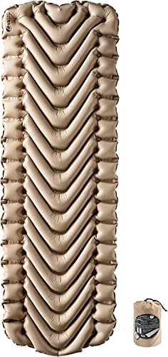 KLYMIT Insulated Static V Inflatable Sleeping Pad | Comfortable, Lightweight, Easy to Inflate, Portable Air Bed Mattress for Camping, Backpacking and Hiking — Coyote Sand