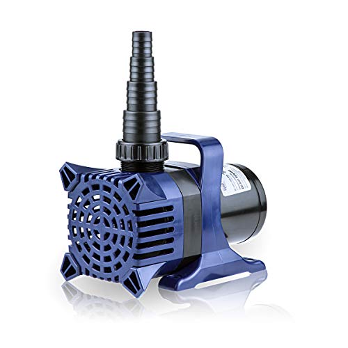 Alpine Corporation 3100 GPH Submersible Water Pump with 33 FT Cord and Adapters for Ponds, Fountains, Waterfalls, and Water Circulation, 276 Watts 21.5 FT Lift Quiet Operation Vertical/Horizontal