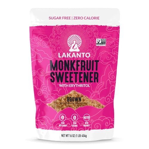 Lakanto Brown Monk Fruit Sweetener with Erythritol - Brown Sugar Substitute, Zero Calorie, Baking, Vegan, Keto Diet Friendly, Zero Net Carbs, Gluten Free, Sugar Replacement, Extract (Brown - 1 lb)