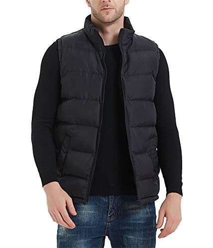 MADHERO Men's Puffer Vest Stand Collar Quilted Sleeveless Jacket Outerwear Black Size M