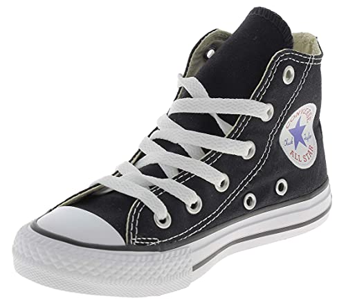 Converse Kids' Chuck Taylor All Star Canvas High Top Sneaker (1, Black/White/Black)