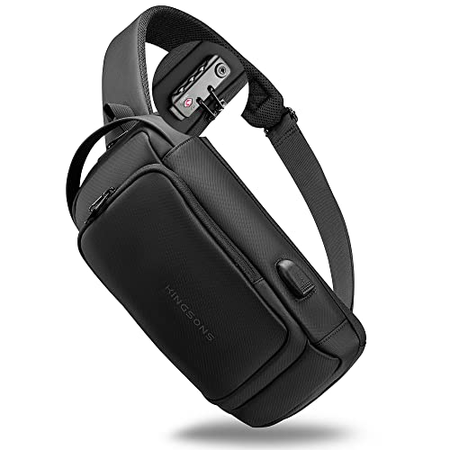 Mini Sling Bag Hiking Daypack - Waterproof Small Crossbody Travel Shoulder Bag with TSA Lock, Small Anti-Theft Backpack Camping Bag for Traveling, Leisure, Commuting, Business, Fit for 9.7'IPAD Black