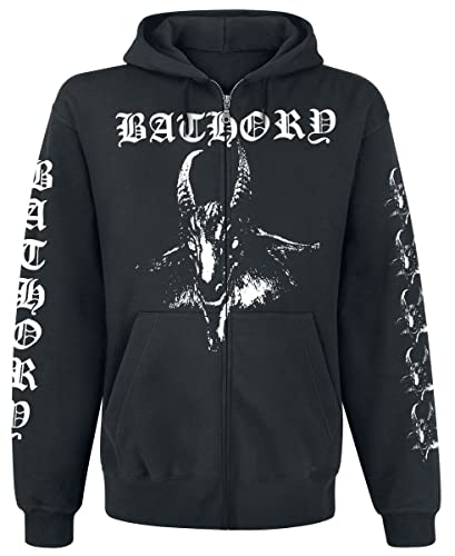 Bathory Hoodie Goat Band Logo Official Mens Black Zipped