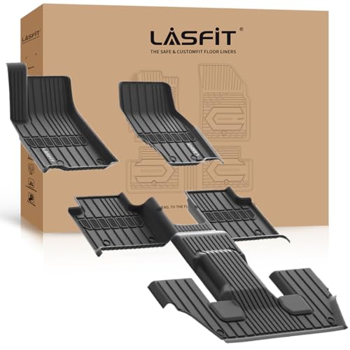 LASFIT Floor Mats Fit for Jeep Grand Cherokee L 2021-2024 (ONLY for 6-Passenger without Center Console) All Weather Custom Fit Car Floor Liners