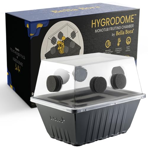 Bella Bora Mushroom Monotub Mushroom Grow Kit Stackable, Built-in Water Reservoir, Custom Filters for Fresh Air Exchange HygroDome by USA Mycologists