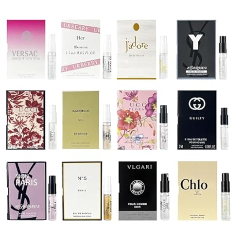 12 Piece Designer Fragrance Samples, Fragrance Sampler Gift Set Spray Perfume Travel Size