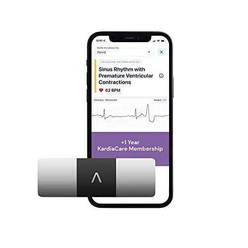 KardiaMobile Personal EKG Heart Rate Monitor – 6 Leads - Record EKGs at Home - Detect Irregular Heartbeats and Irregular Arrhythmias - Includes 1 Year Access - Works with Most Smartphones – AliveCor