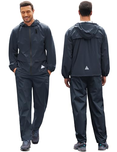 COOFANDY Men's Motorcycle Rain Suits Waterproof Rain Jacket Lightweight Hooded Raincoat