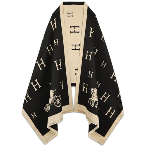 EXTREE Scarfs for Women Pashmina Silky Shawl Wrap for Evening Dressing Blanket Open Front Poncho Cape