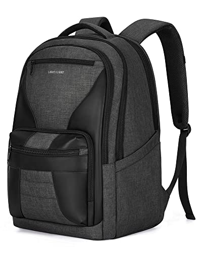 LIGHT FLIGHT Travel Backpack, Laptop Backpack for Men,17.3 Inch Computer Backpack Business Back Pack, Work Bag with USB Charging Hole, 40L Large Casual Daypack, Black grey