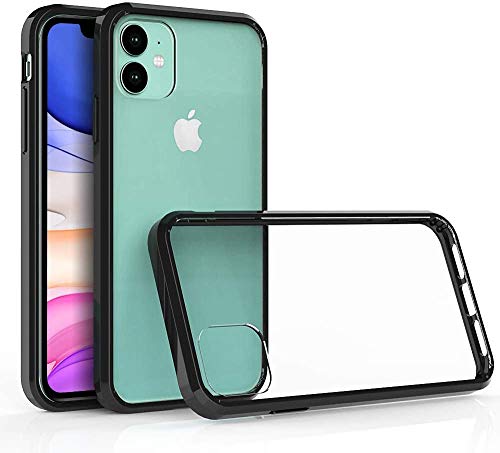 Olixar for iPhone 11 Bumper Case - Hard Tough Cover - Crystal Clear Back - Wireless Charging Compatible - ExoShield - Shock Protection - Black/Clear