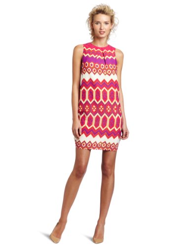 Julie Dillon Women's Sleeveless Printed Shift Dress, Cactus Multi, 0